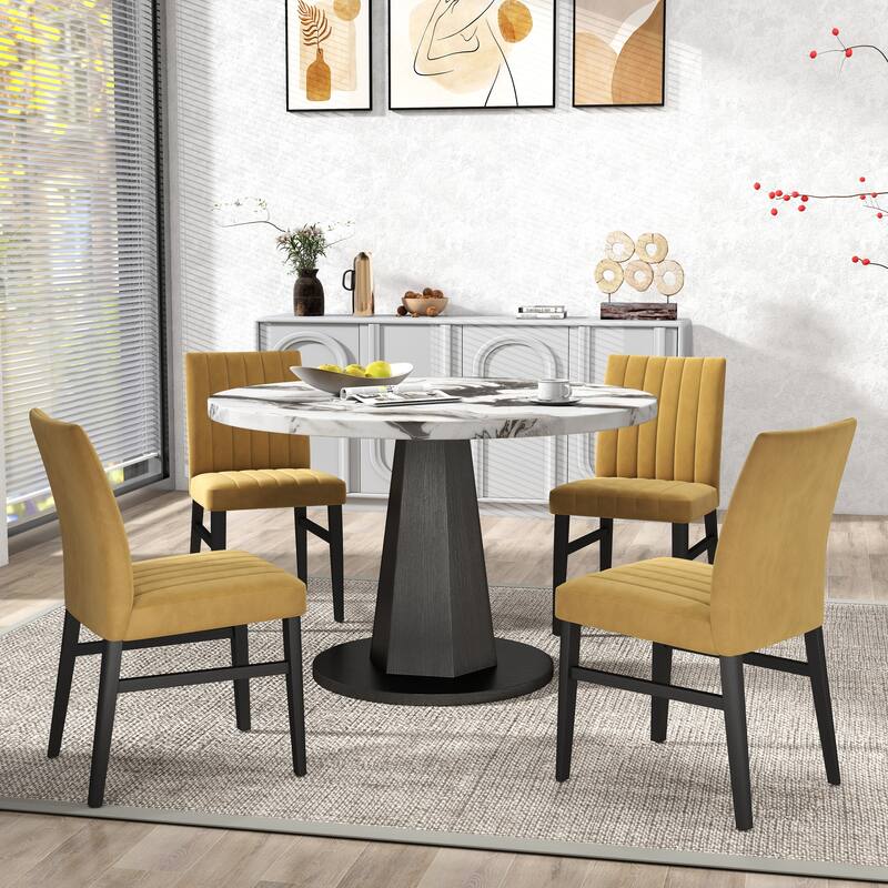 Roundhill Furniture Cavira 5-Piece Round Modern Dining Set