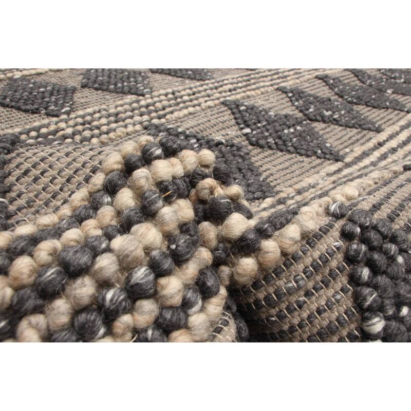 ECARPETGALLERY Braid weave Sienna Dark Grey Wool Rug - 5'1 x 7'2
