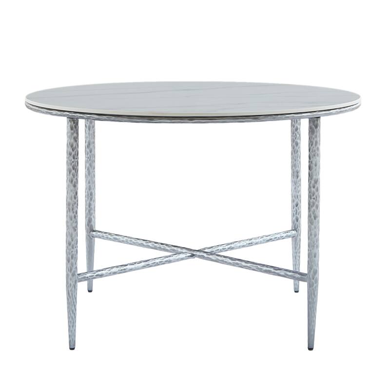 Christopher Knight Home - Modern Sintered Stone Round Dining Table with Forged Brass Metal Legs