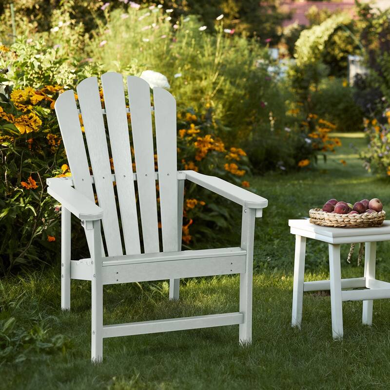 Vrakae Patio HDPE All-Weather Stacking Adirondack Chair - White