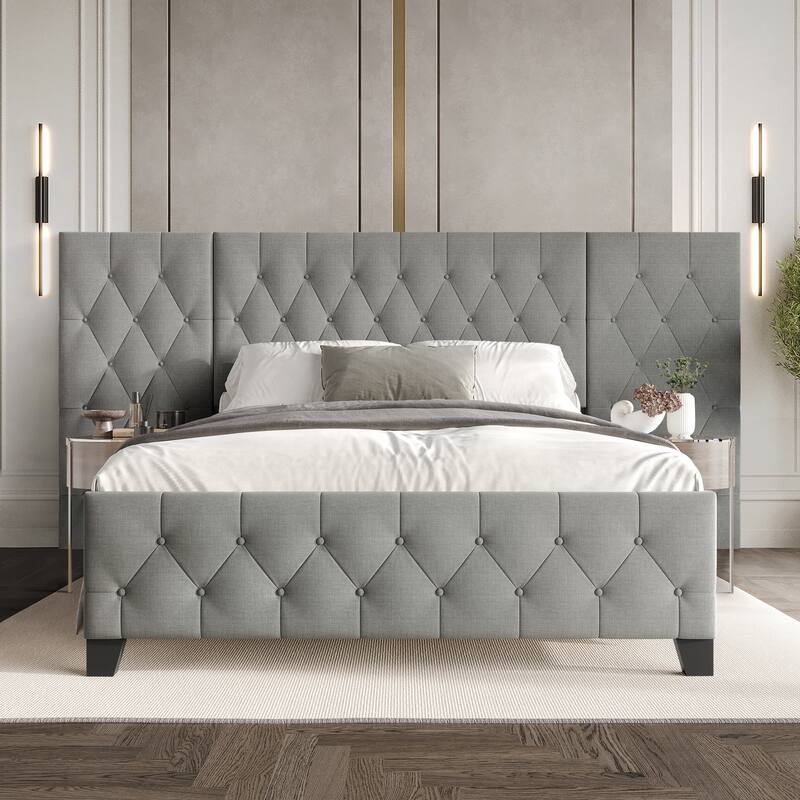 CraftPorch Modern Button Tufted Diamond Bed