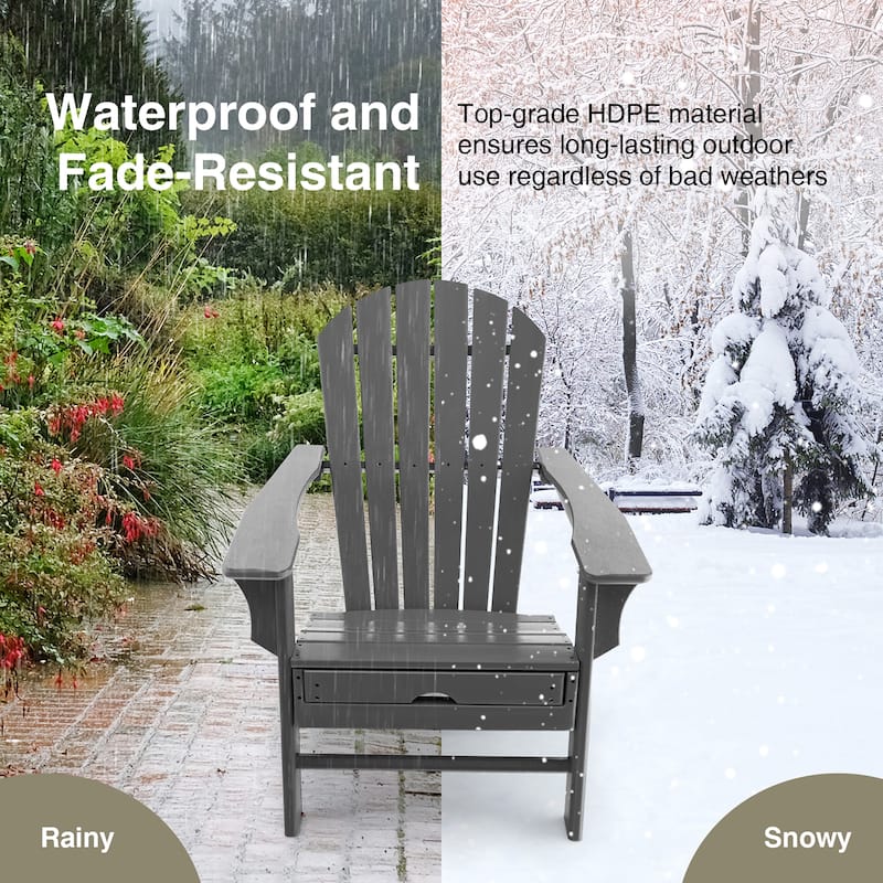 Costway Outdoor Patio HDPE Deck Adirondack Chair Beach Seat - 29''x 53''x 37.5''