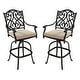 preview thumbnail 8 of 14, Clihome Outdoor Cast Aluminum Vintage Carved Barstools Chairs with Cushions (Set of 2)