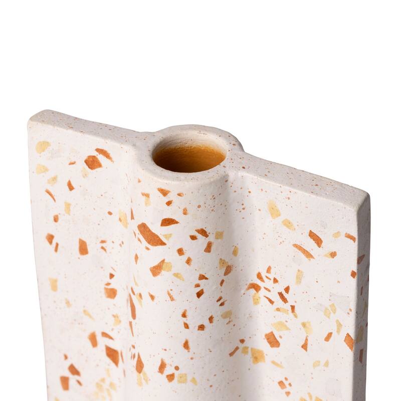 Urbino Handmade Ceramic Vase - White Terrazzo/Terracotta