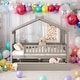 preview thumbnail 1 of 50, Full Size Wooden House Bed Platform Bed With Twin Size Trundle,Solid Construction For Bedroom