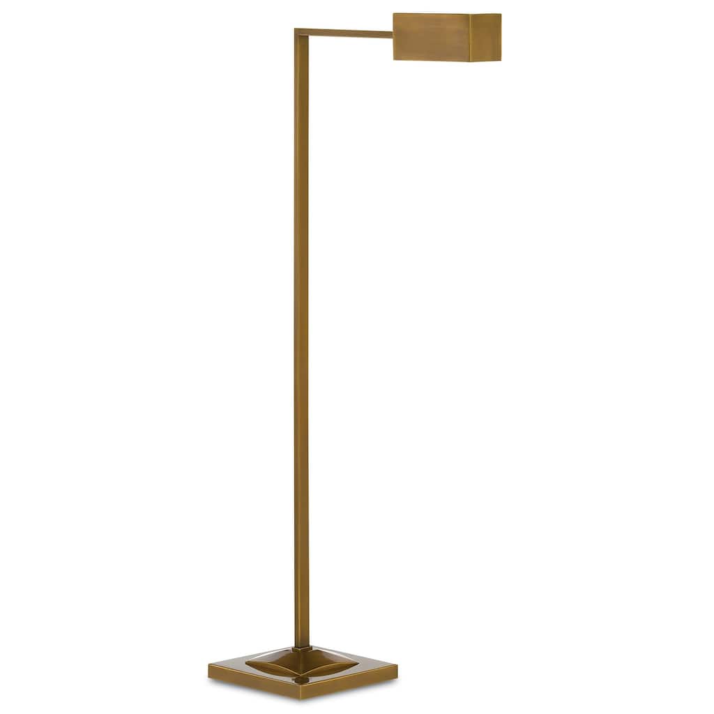 Currey & Company Ruxley Brass Floor Lamp - 44.25"h x 20.75"w x 9"d