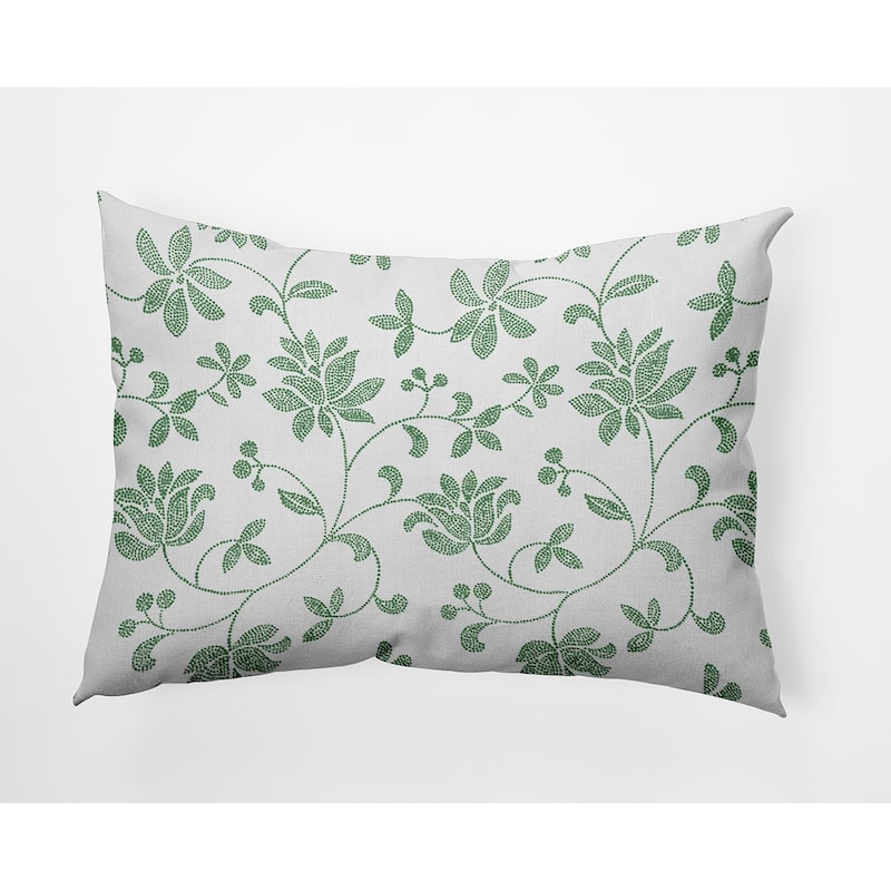 Traditional Floral Polyester Indoor Pillow - Green - 14" x 20"