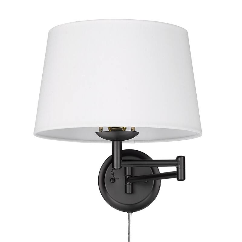 Eleanor 1 Light Articulating Wall Sconce - Matte Black with Modern White Shade