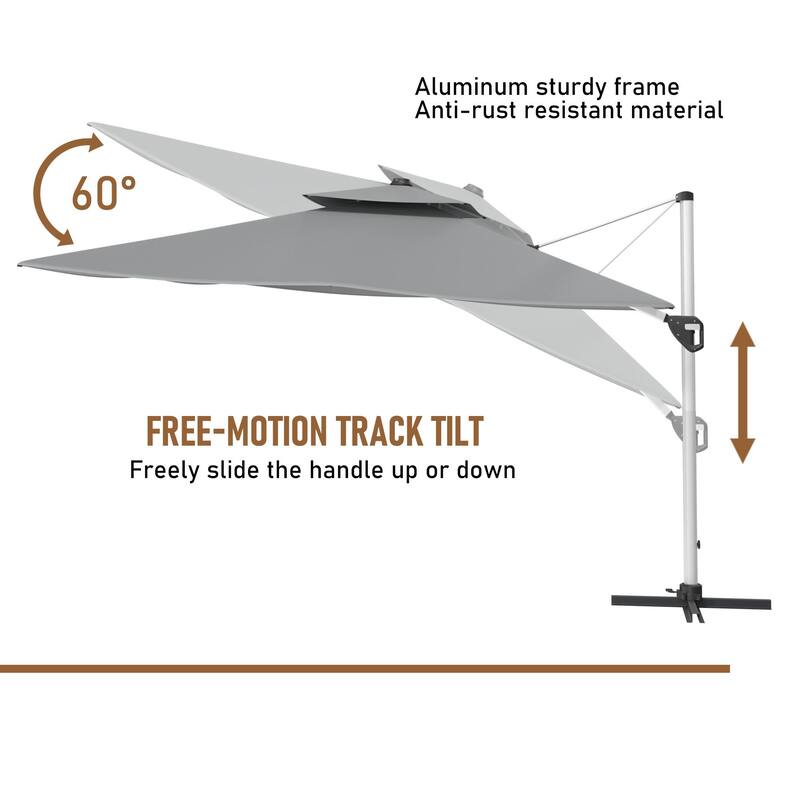 11FT Patio Umbrella Outdoor Square Double Top Umbrella with Base