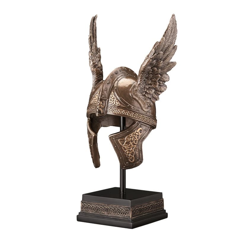 9.45 inches Height Cold Cast Bronze Norse Winged Helmet of Odin Bronze Finish Figurine