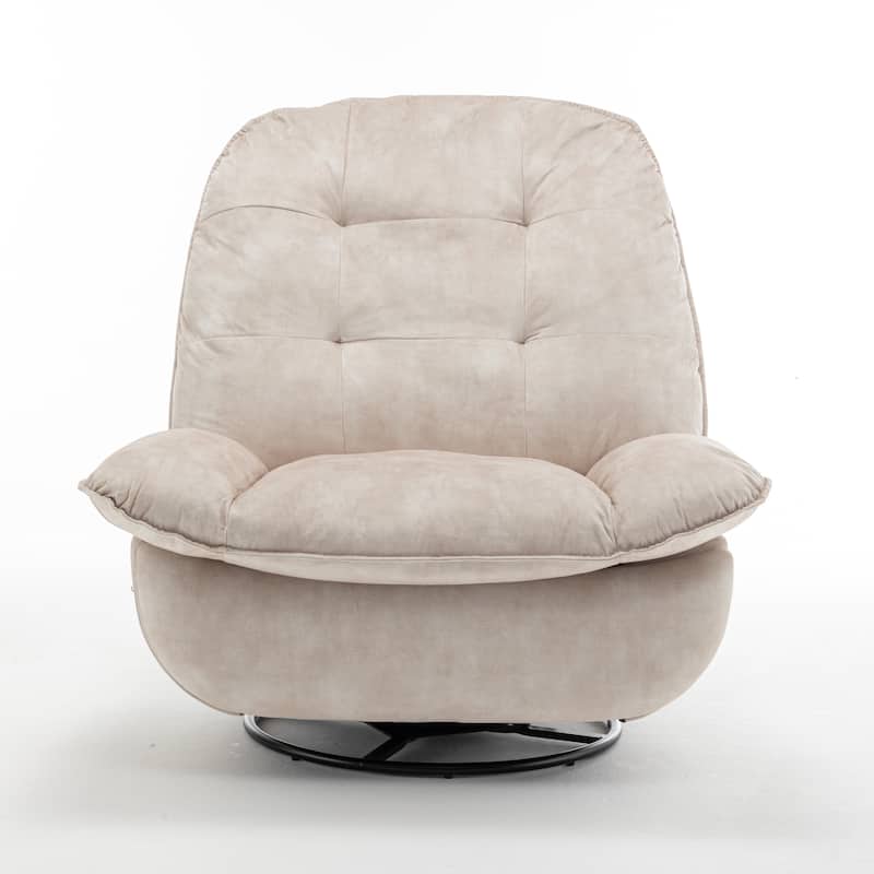 Velvet Oversized Recliner Chair with Rocking, Swivel, Removable Phone Holder, and Soft Cotton Padding
