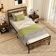 preview thumbnail 2 of 6, Sturdy Twin Metal Platform Bed Frame with Wooden Headboard
