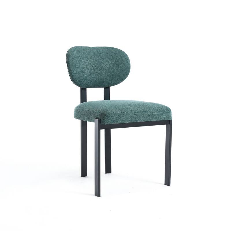 Modern Curved 2 Piece Kitchen Dining Chairs with Cushions, Backrest, Metal Legs for Dining Room Kitchen Living Room Bedroom