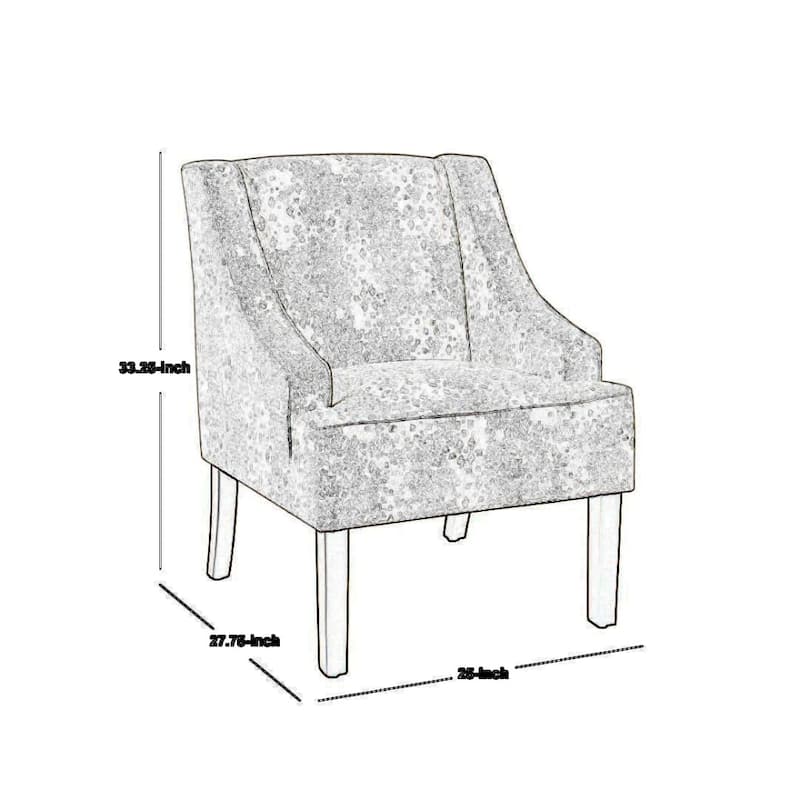 Fabric Upholstered Wooden Accent Chair with Swooping Armrests and Damask Pattern Design - 33.25 H x 25 W x 27.75 L Inches