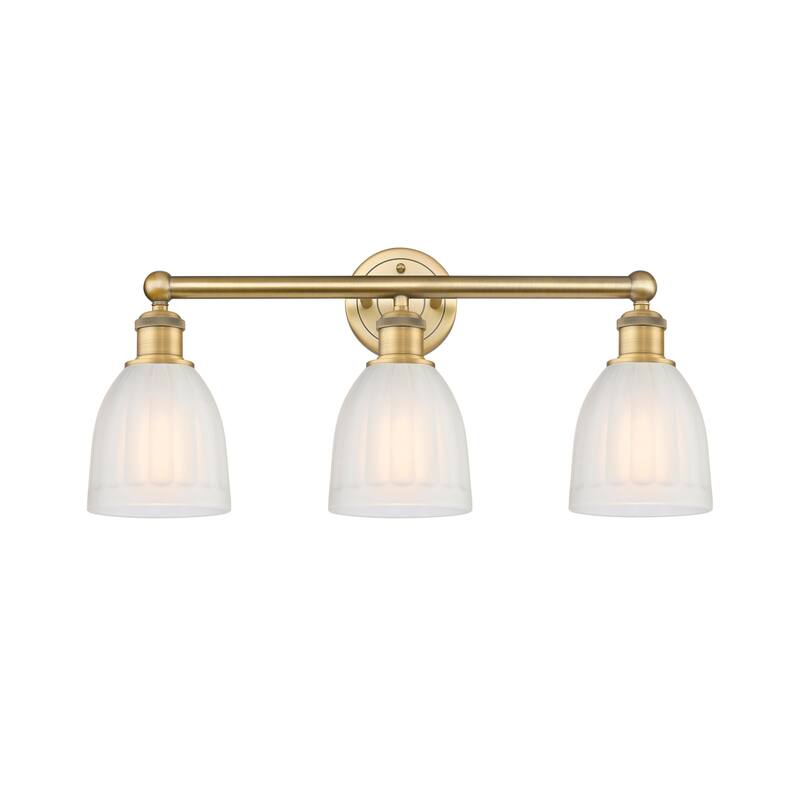 Innovations Lighting 616-3W-12-24 Brookfield Vanity Brookfield 3 Light - Brushed Brass / White