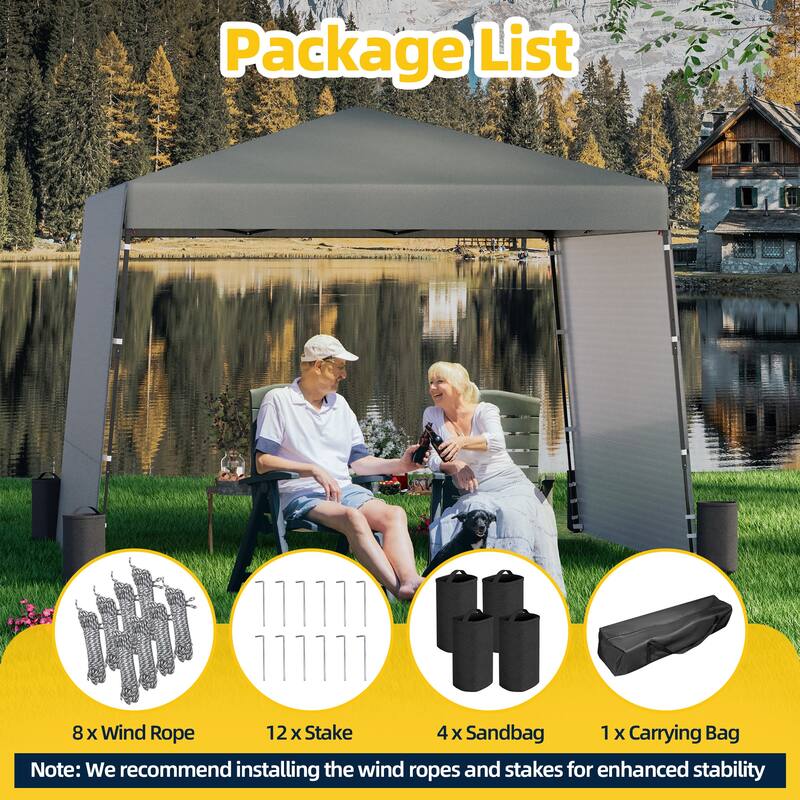 10x10 FT Pop-Up Canopy with 2 Sidewalls - Heavy-Duty Waterproof, UV-Resistant Tent for Outdoor Events, Markets & Gatherings