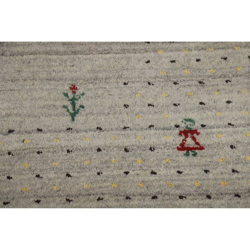 Hand Knotted Oriental 100% Wool Carpet Tribal Tribal Greys & Charcoal Gabbeh Area Rug - 9' 9'' X 8' 0''