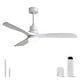 preview thumbnail 123 of 189, Sofucor 42"/48"/ 52"/60"Noiseless Walnut Wood Ceiling Fan with Remote Control, Integrated Light Optional 52"-With Light - White with White Solid wood Blades