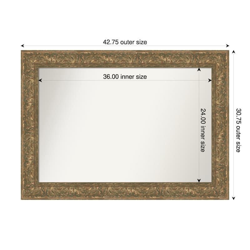 Luxe Non-Beveled Framed Wall Mirror - 43 x 31 in - Luxe Bronze Gold