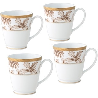 Noritake Charlotta Gold Set Of 4 Holiday Harvest Mugs, 12 Oz.