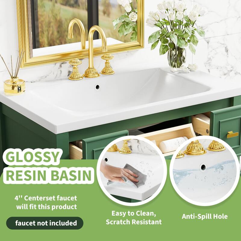 30 in. W x 18 in. D x 34 in. H Single Sink Freestanding Bath Vanity with White Sink Top - 30'' x 18'' x 34''