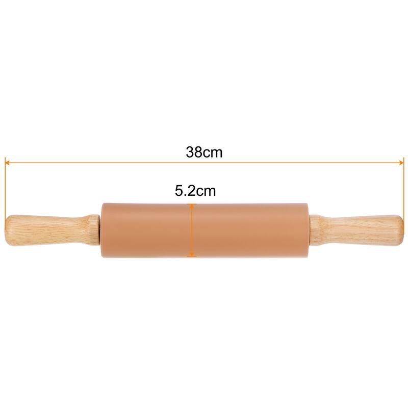 Kitchen Silicone Rolling Pins for Baking Non-stick - Brown - 38cm x 5.2cm