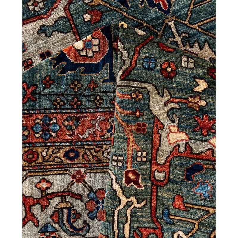 Serapi One-of-a-Kind Hand-Knotted Area Rug - Green - 9' 2" x 12' 0"