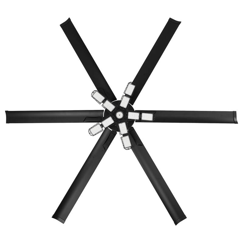 72" Industrial Matte Black Garage Large Ceiling Fan with Foldable LED Light and Remote