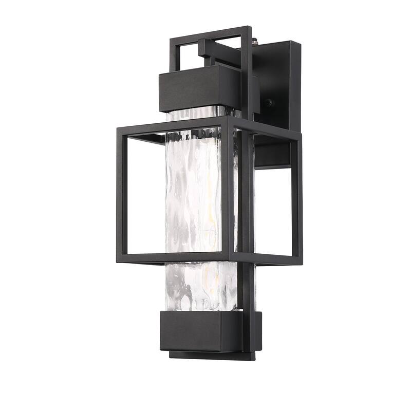 Sleek Black Outdoor Wall Lamp, 15-Inch Geometric Design with E26 Socket and T10 Light Source - 5.9*7.2*15.3