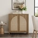 preview thumbnail 17 of 15, Bohemian Arched Rattan Door Sideboard with 2 Adjustable Shelves - 1-Piece