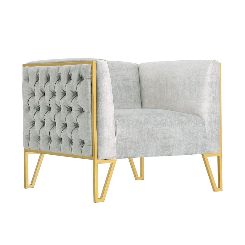 Manhattan Comfort Vector Velvet Accent Chair - Grey