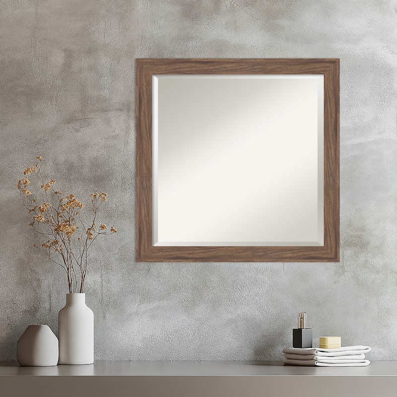 Pia Medium Brown Narrow Beveled Framed Wall Mirror - Pia Medium Brown Narrow