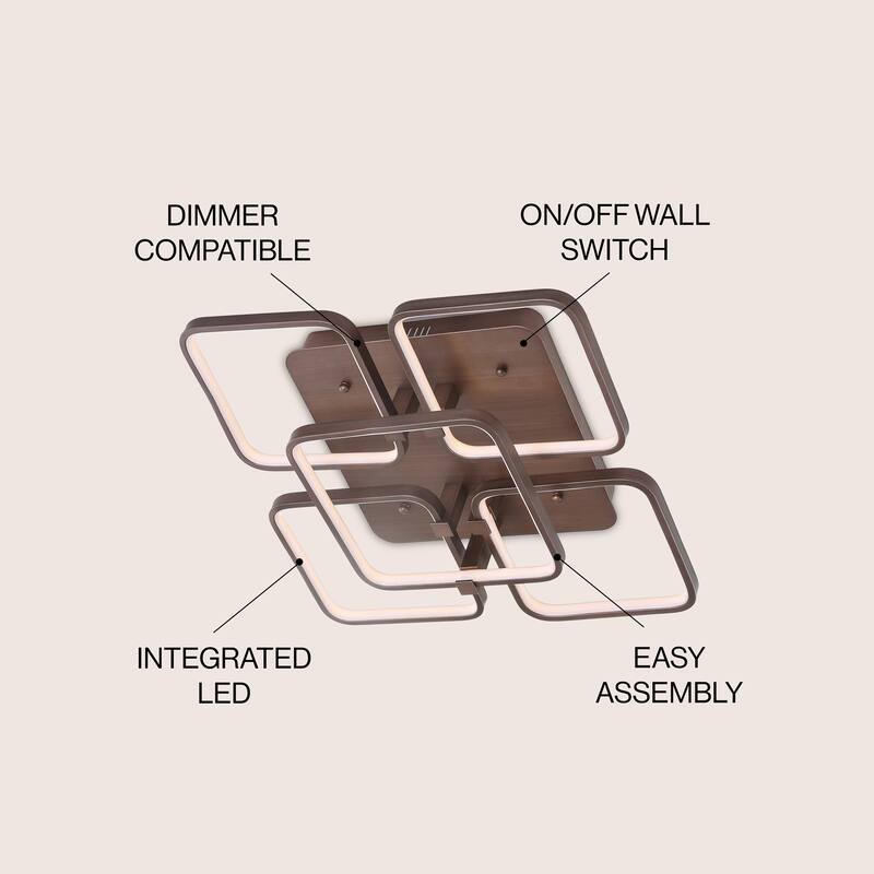 Cristal 17.5" Integrated LED Metal Flush Mount Ceiling Light, Coffee by JONATHAN Y