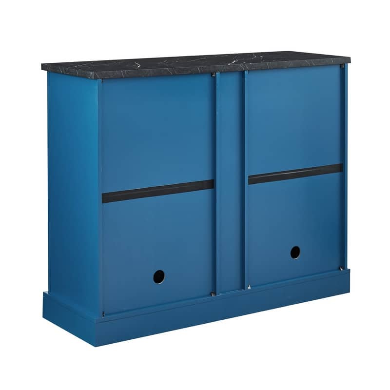 47" Marbling Countertop Buffet Bar Cabinet w/ Glass Holders