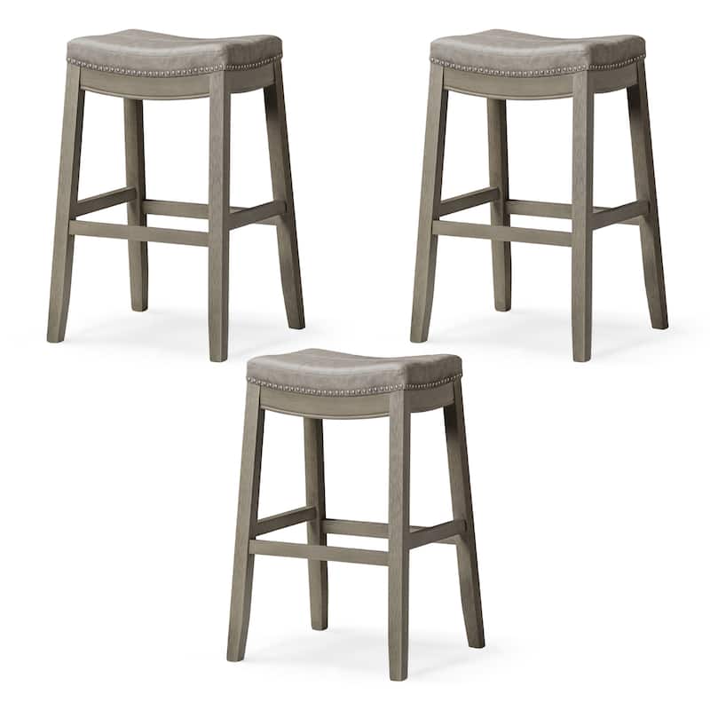 Maven Lane 31" Sophia Backless Bar Height Kitchen Stool - Set of 3 - Pebble Grey