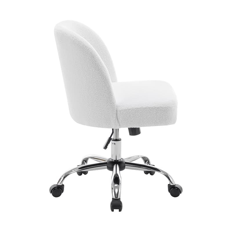 Porthos Home Peli Sherpa Fabric Armless Office Chair with Steel Roller Casters