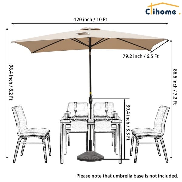 dimension image slide 0 of 6, Clihome 10' x 6'5 Aluminum Rectangular Market Umbrella