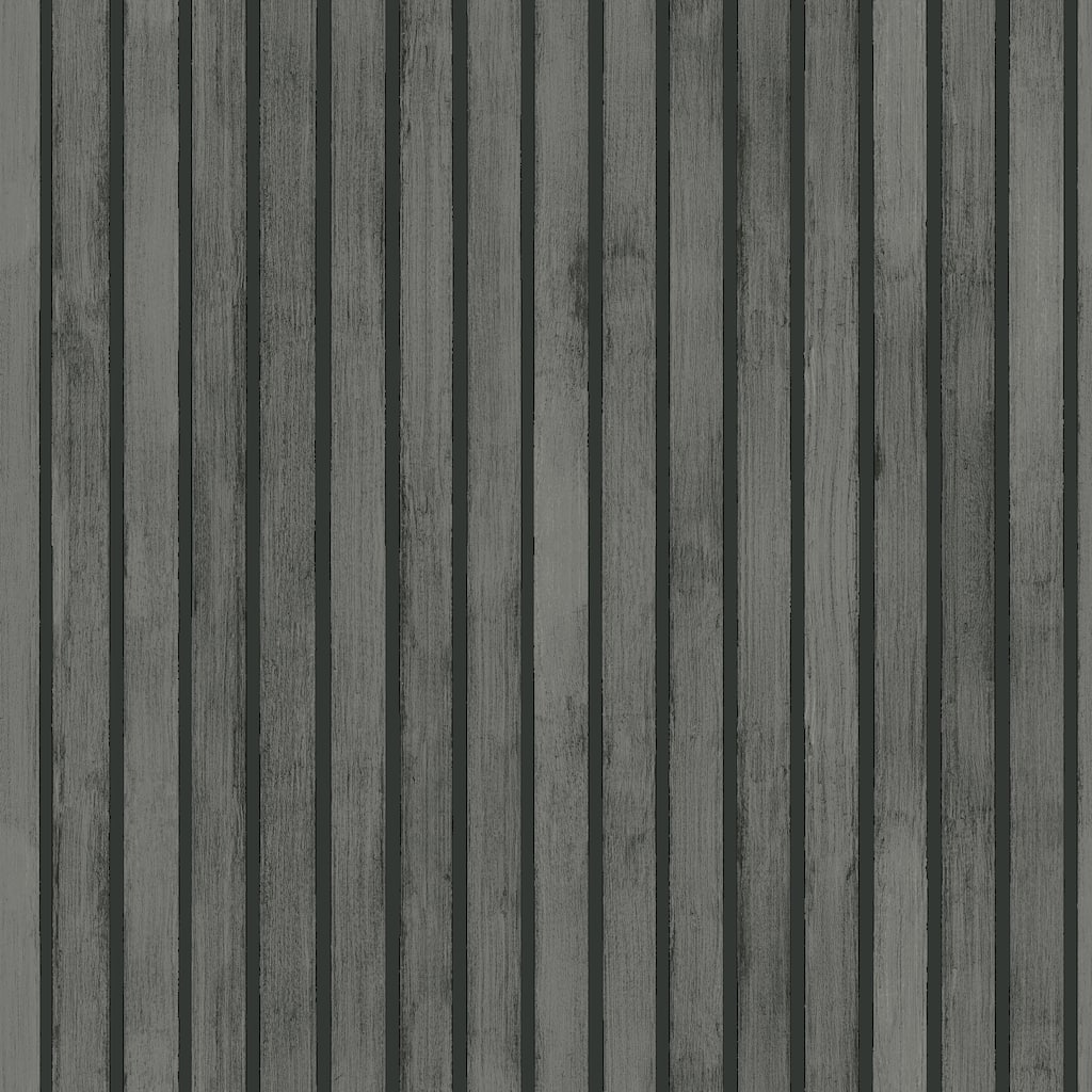 Wood Slats Charcoal Grey Wallpaper