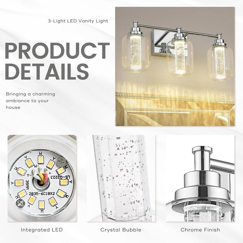 3-Light 14W LED Bathroom Vanity Light Fixture