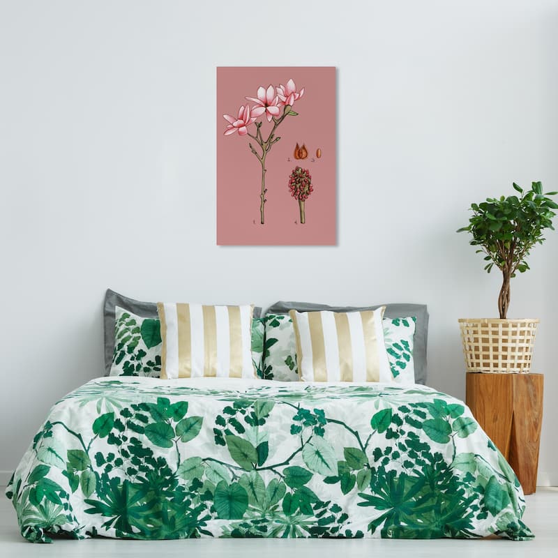 Wynwood Studio Canvas Floral and Botanical Pink Flower Fruit Pink and Rustic Wall Art Canvas Print - 36 x 24