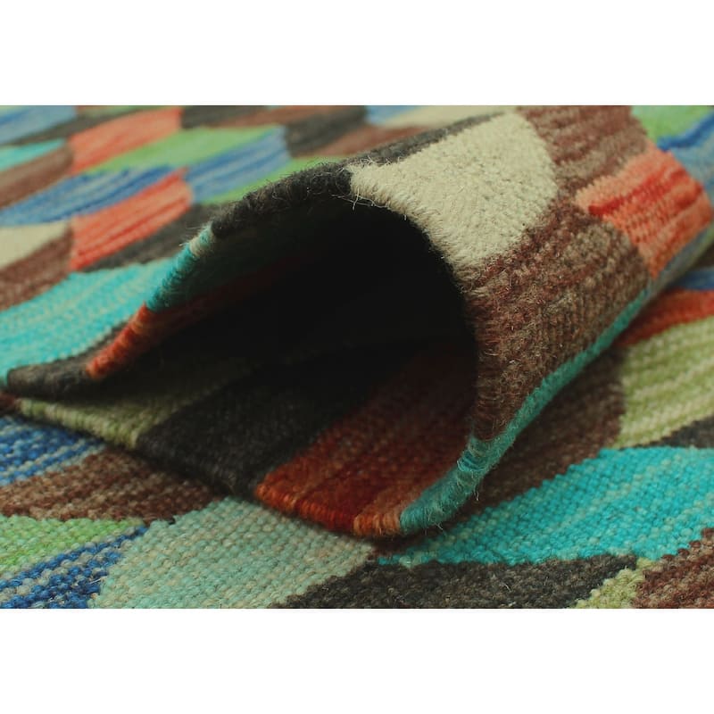 Hand-Woven Winchester Kilim Firth Charcoal/Rust Rug - 5'0" x 6'7"