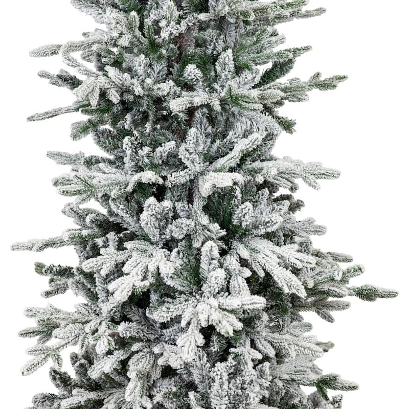 HomeRoots 6' Slender Flocked Pine Christmas Tree - Green/White - 42.00 in. x 72.00 in. x 42.00 in.