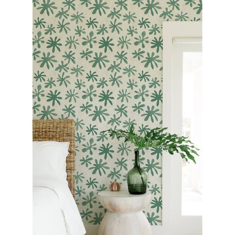 Alja Horvat Green Field of Flowers Peel & Stick Wallpaper