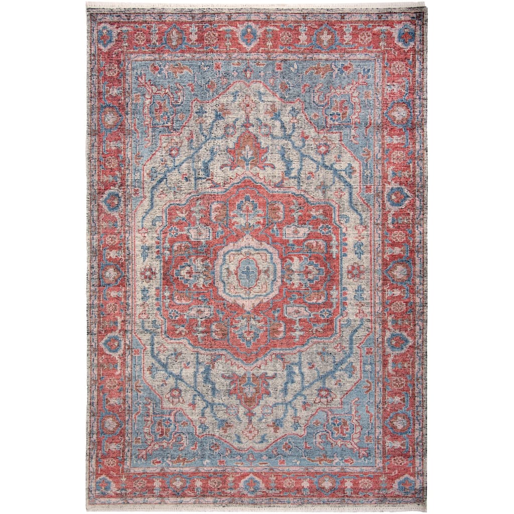 Alora Decor Antique Hand-Knotted Rust/Blue Central Medallion Rug