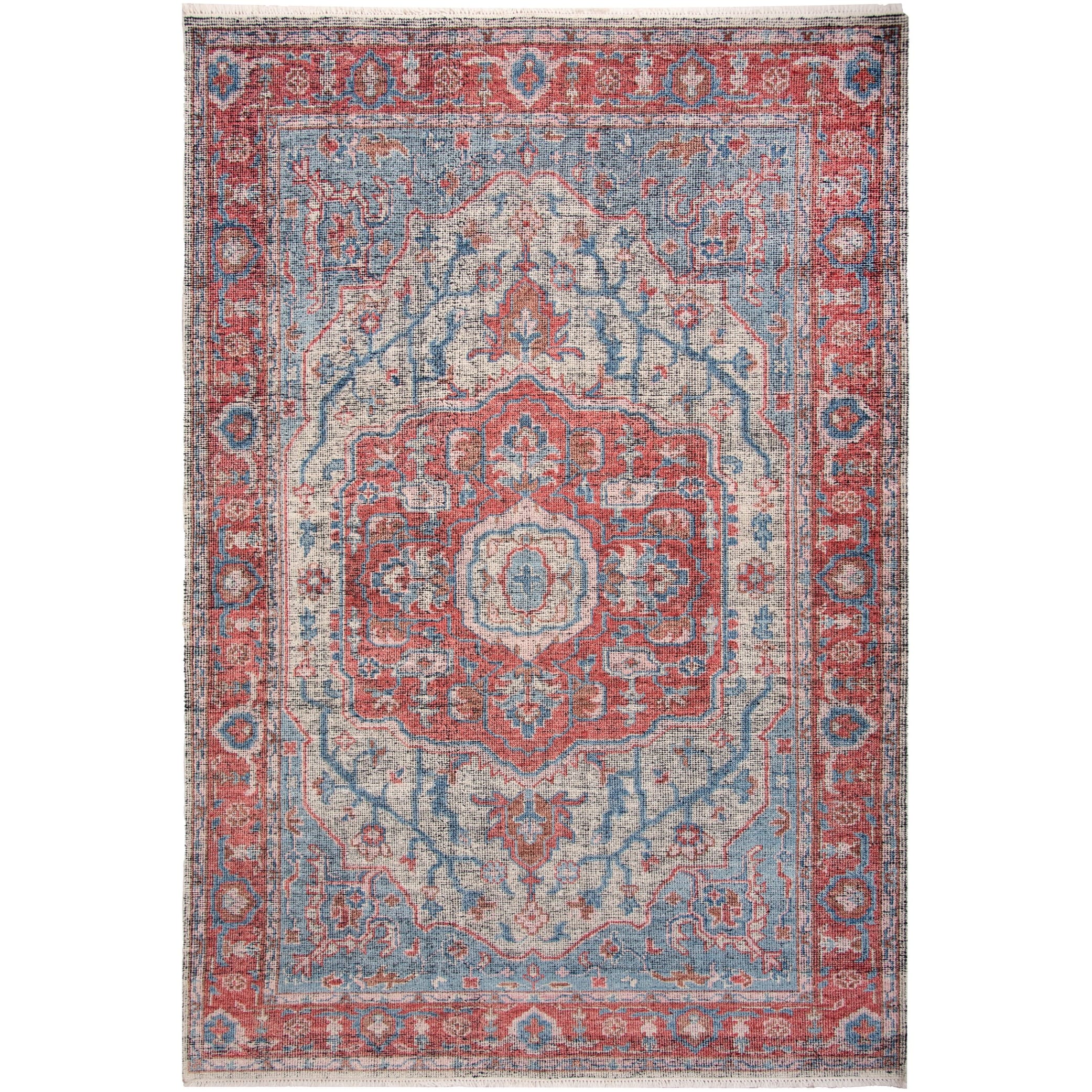 Alora Decor Antique Hand-Knotted Rust/Blue Central Medallion Rug