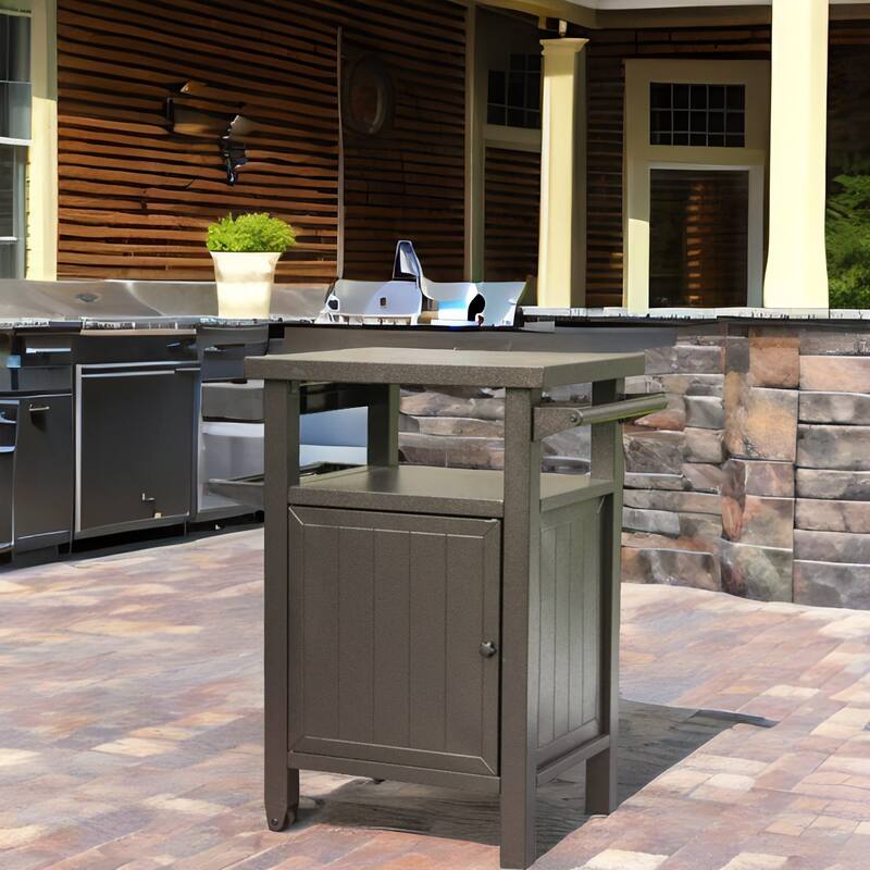 Grill Carts Outdoor with Storage and Wheels,Portable Table and Cabinet