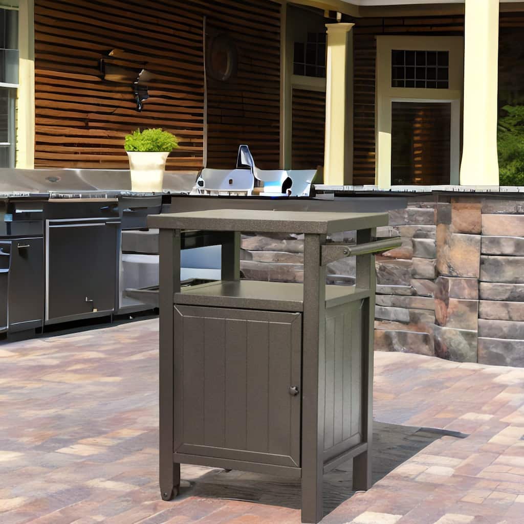 Grill Carts Outdoor with Storage and Wheels,Portable Table and Cabinet