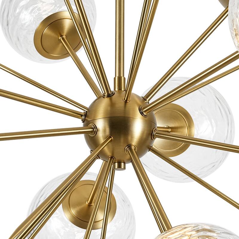 Art Deco Clear Textured Glass Globe Dimmable LED Sputnik Chandelier
