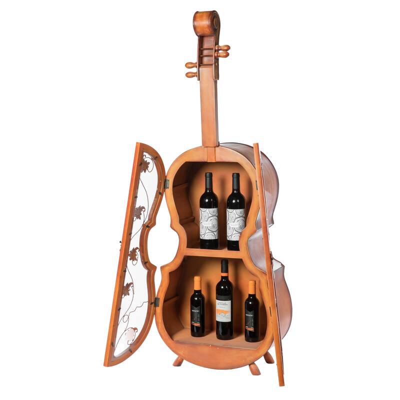 Tall Violin Shaped Cabinet With 2 Shelf and Acrylic Clear Double Door