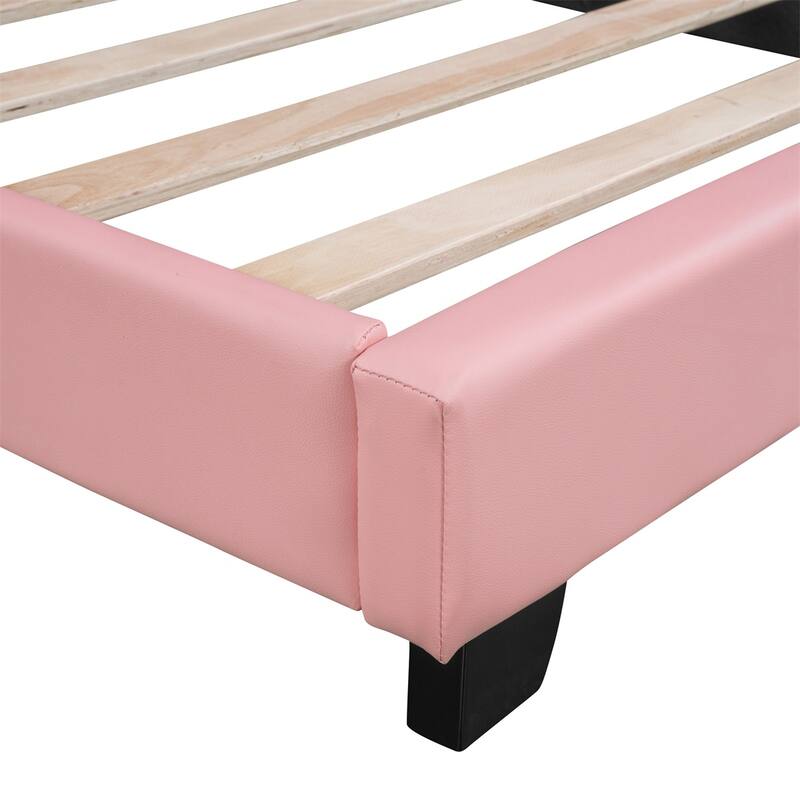 Merax Upholstered Leather Platform Bed with Rabbit Ornament